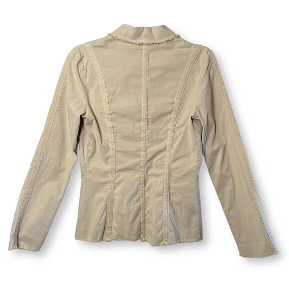 XCVI Wearables Lightweight Long Sleeve Military Jacket SIZE S Beige Shirt USA - Picture 2 of 10